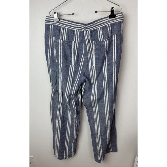 Old Navy Blue/White Striped Wide Leg Pants Women's Sz Large Casual Summer - Picture 4 of 7